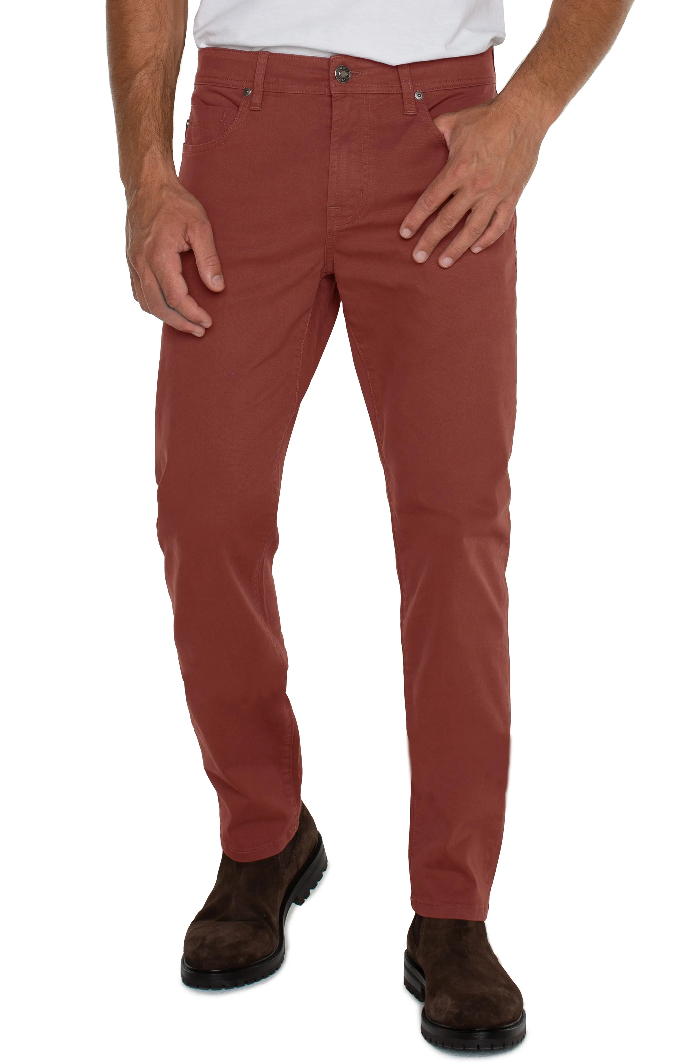 Modern Straight Chino Pant in Brick | Liverpool