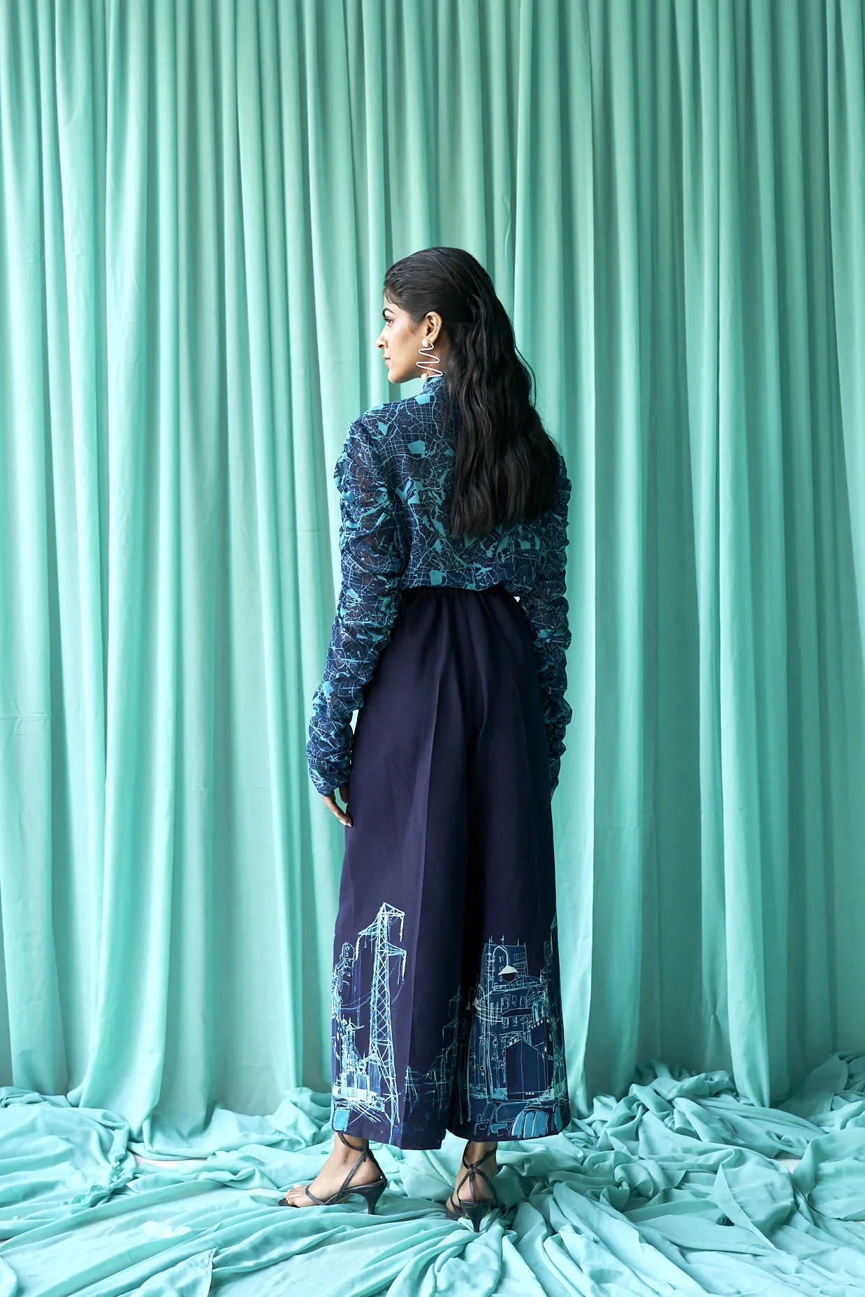 Navy Blue Map Print Co-ord