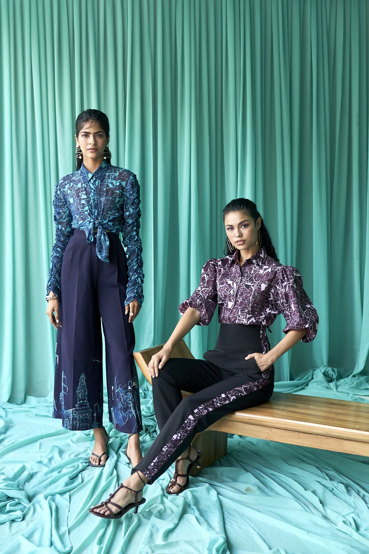 Navy Blue Map Print Co-ord