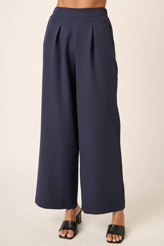 Navy Wide Leg Dress Pants
