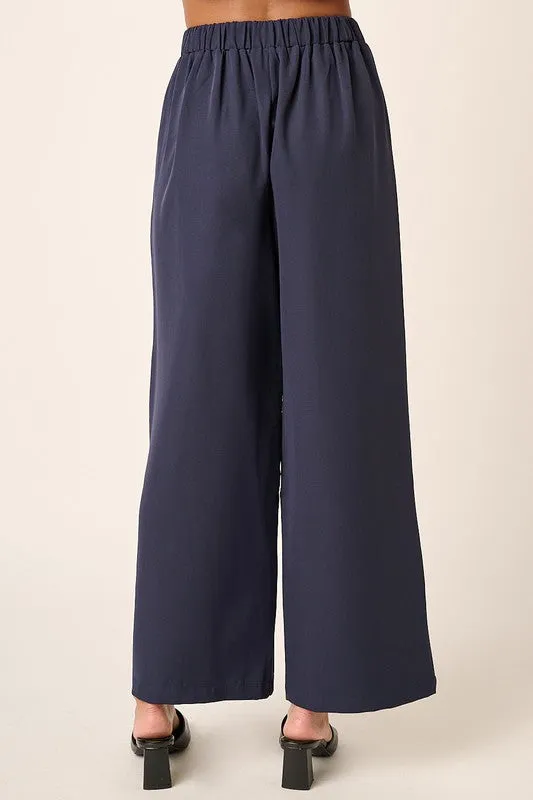 Navy Wide Leg Dress Pants