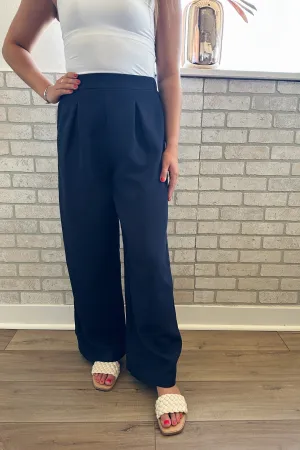 Navy Wide Leg Dress Pants