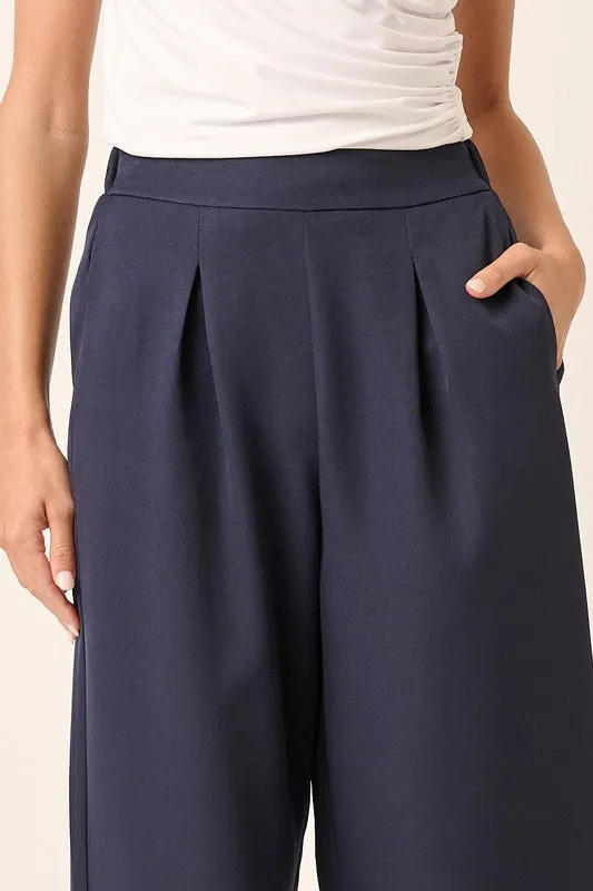 Navy Wide Leg Dress Pants