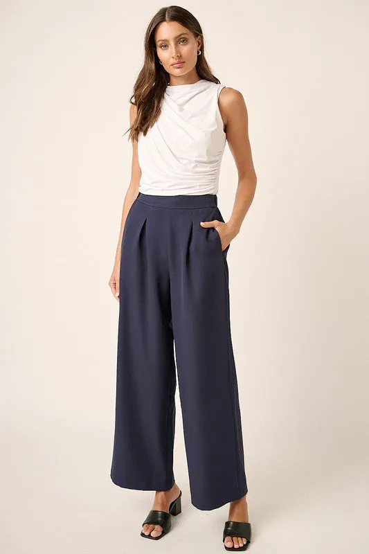 Navy Wide Leg Dress Pants