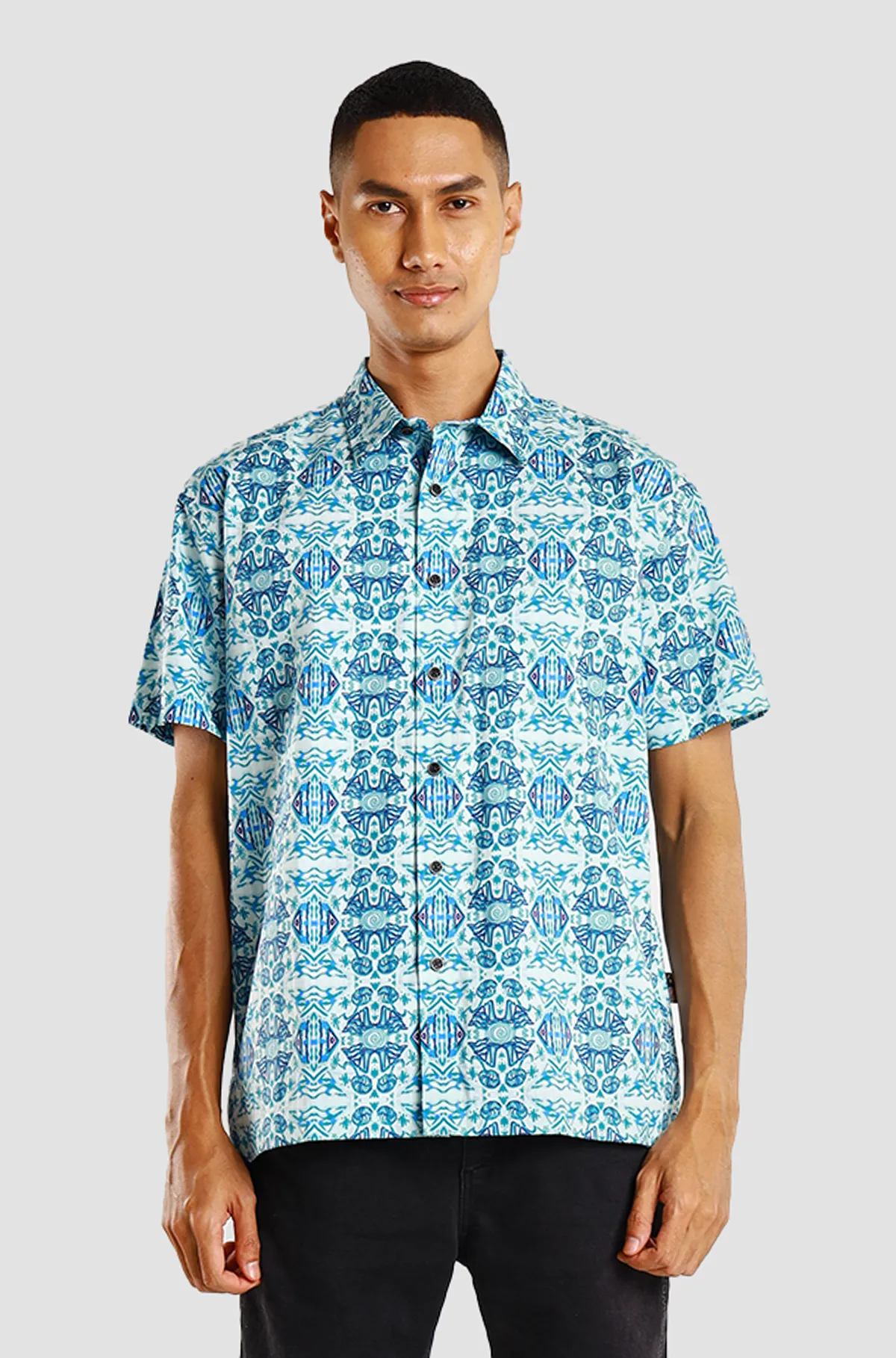 Nusantara Modern Fit Tribal Snow in Delicate Blue