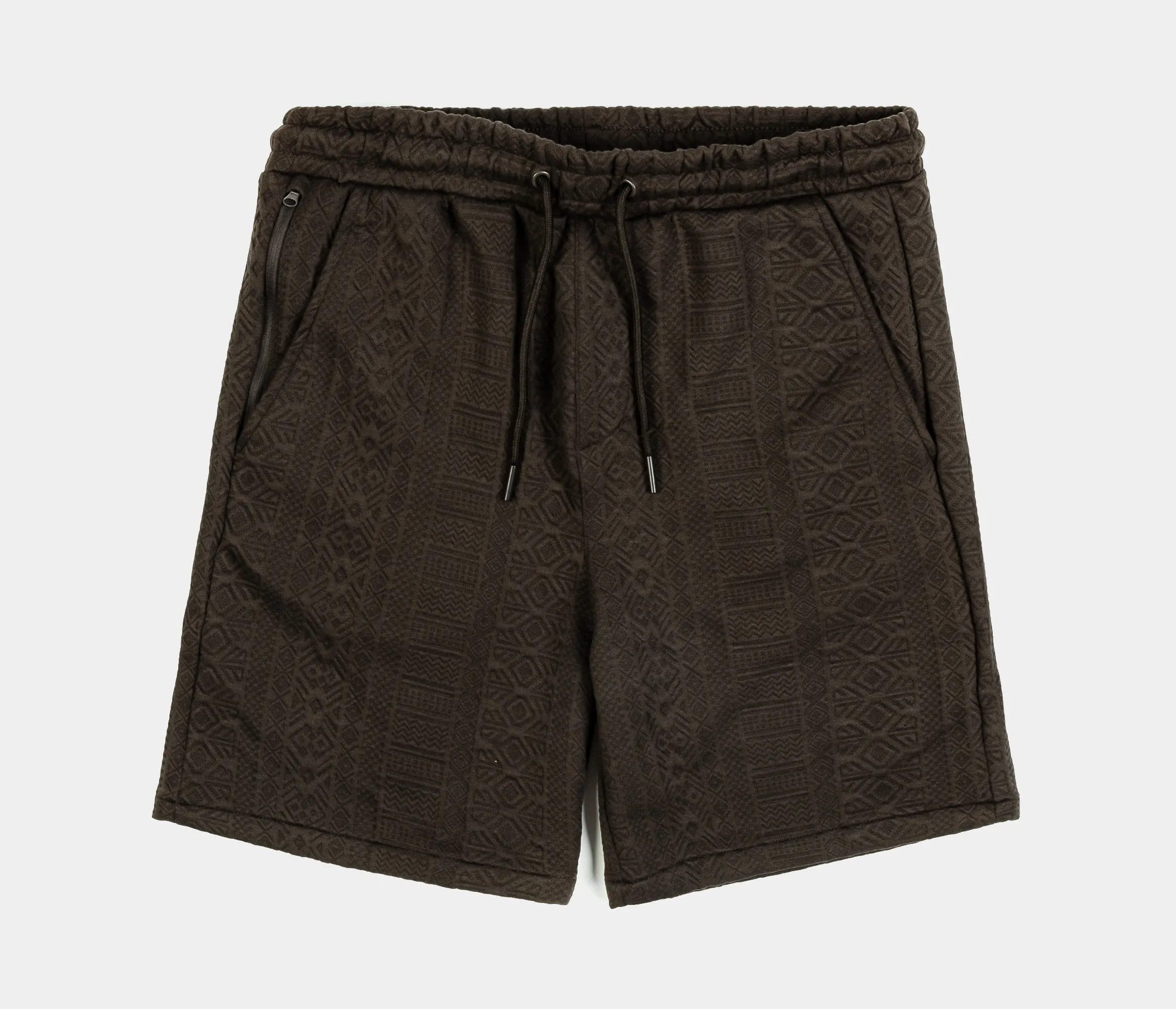 Ornate Jacquard Knit Mens Shorts (Brown)