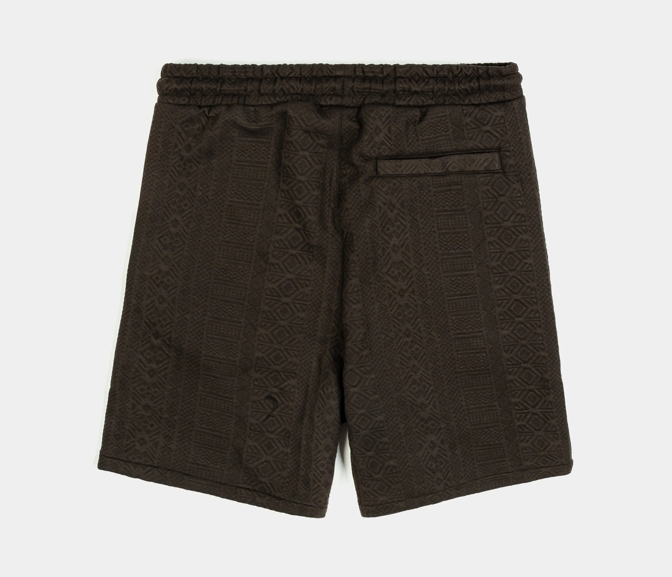 Ornate Jacquard Knit Mens Shorts (Brown)
