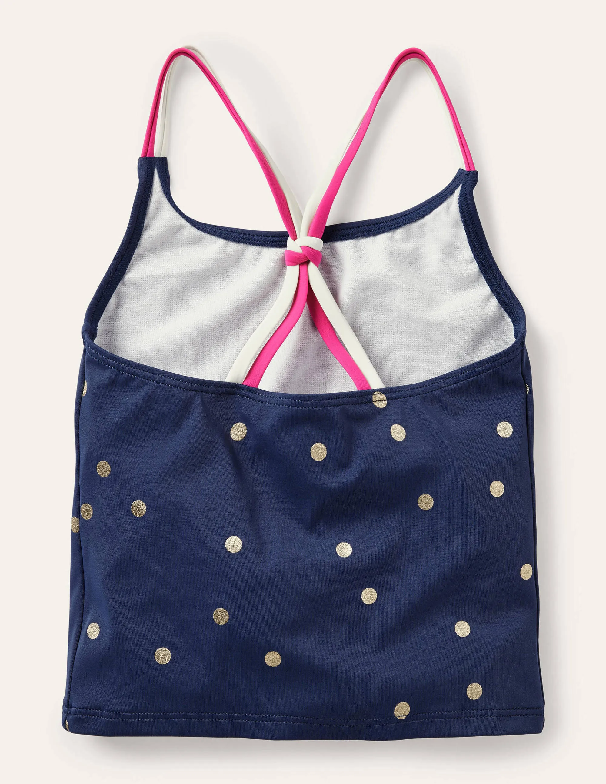 Patterned Tankini Top-Deep Sea Blue Foil Spot