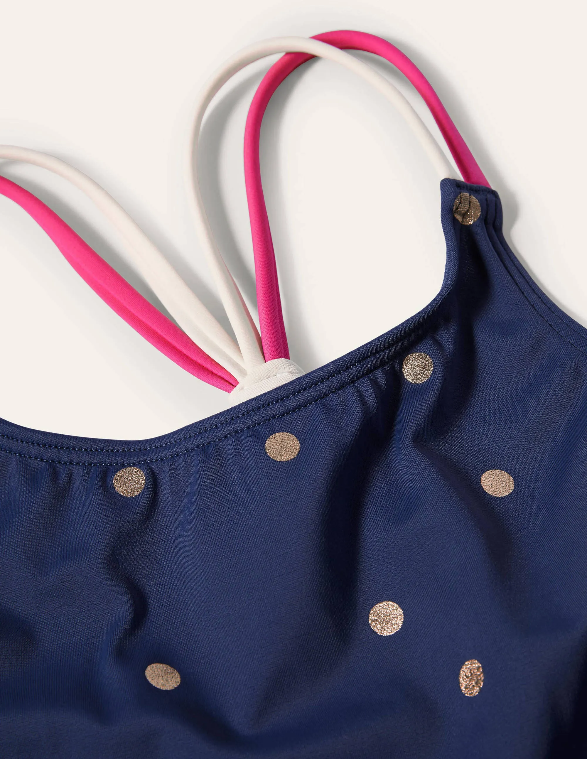 Patterned Tankini Top-Deep Sea Blue Foil Spot