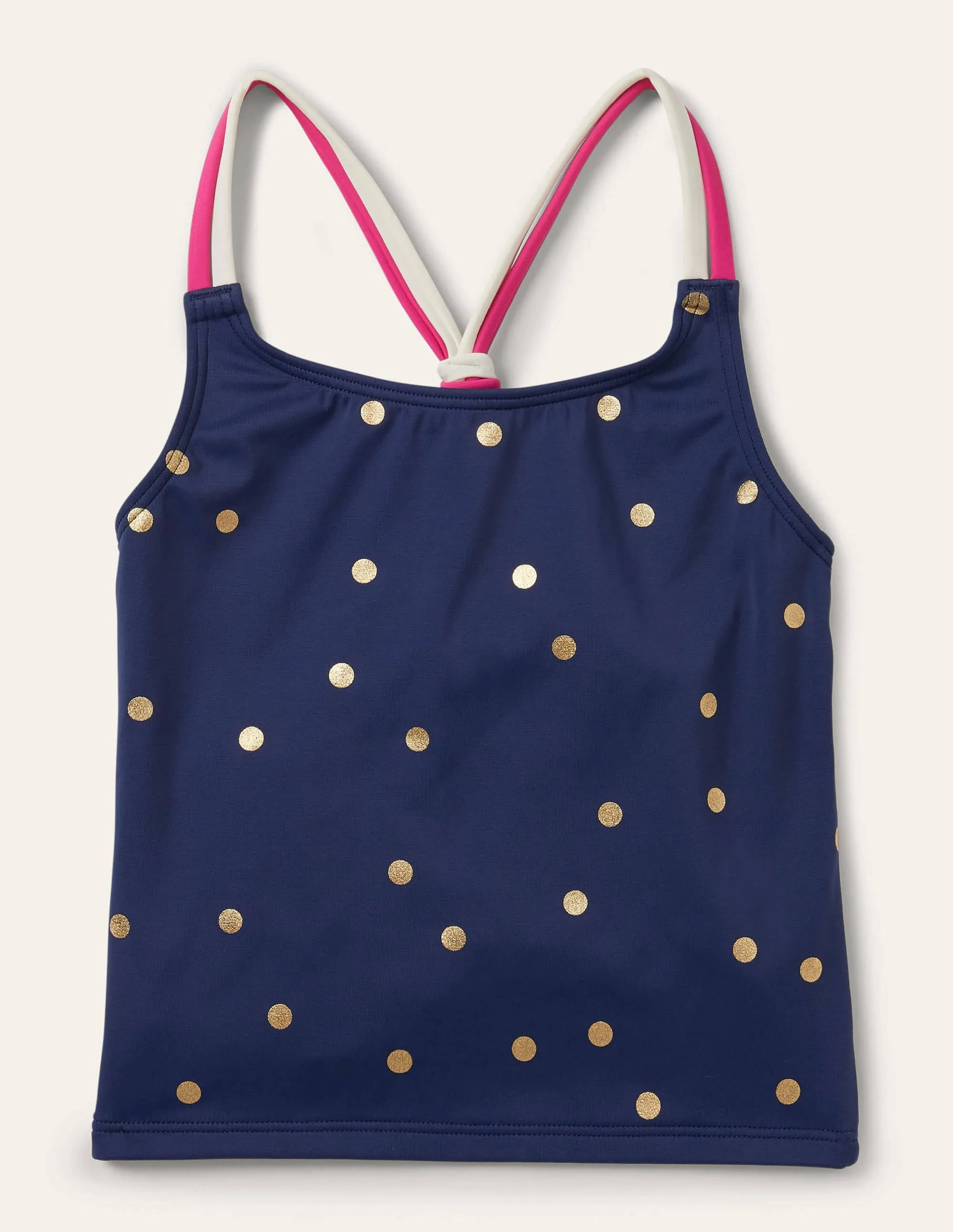 Patterned Tankini Top-Deep Sea Blue Foil Spot