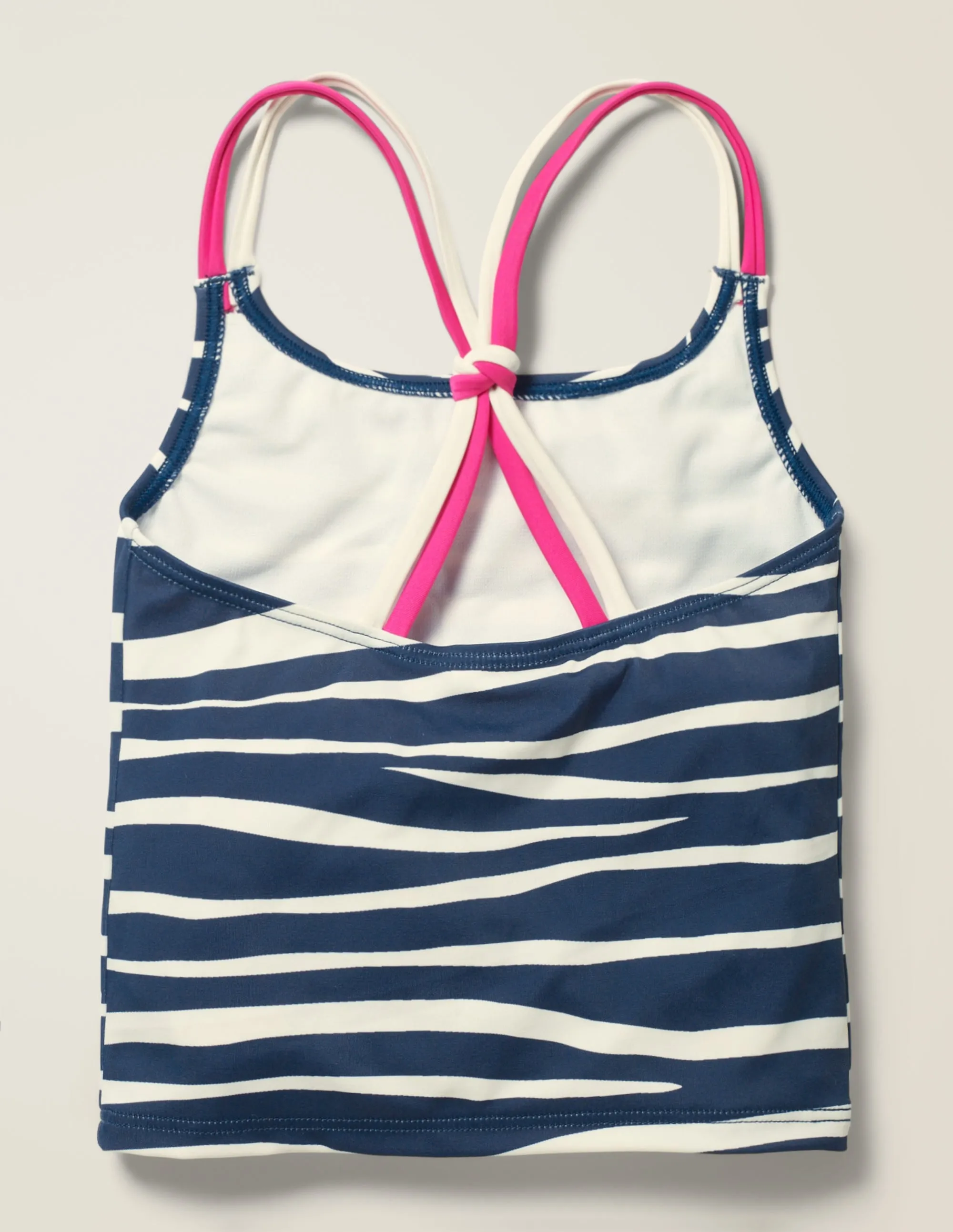Patterned Tankini Top-Deep Sea Blue Zebra Stripe