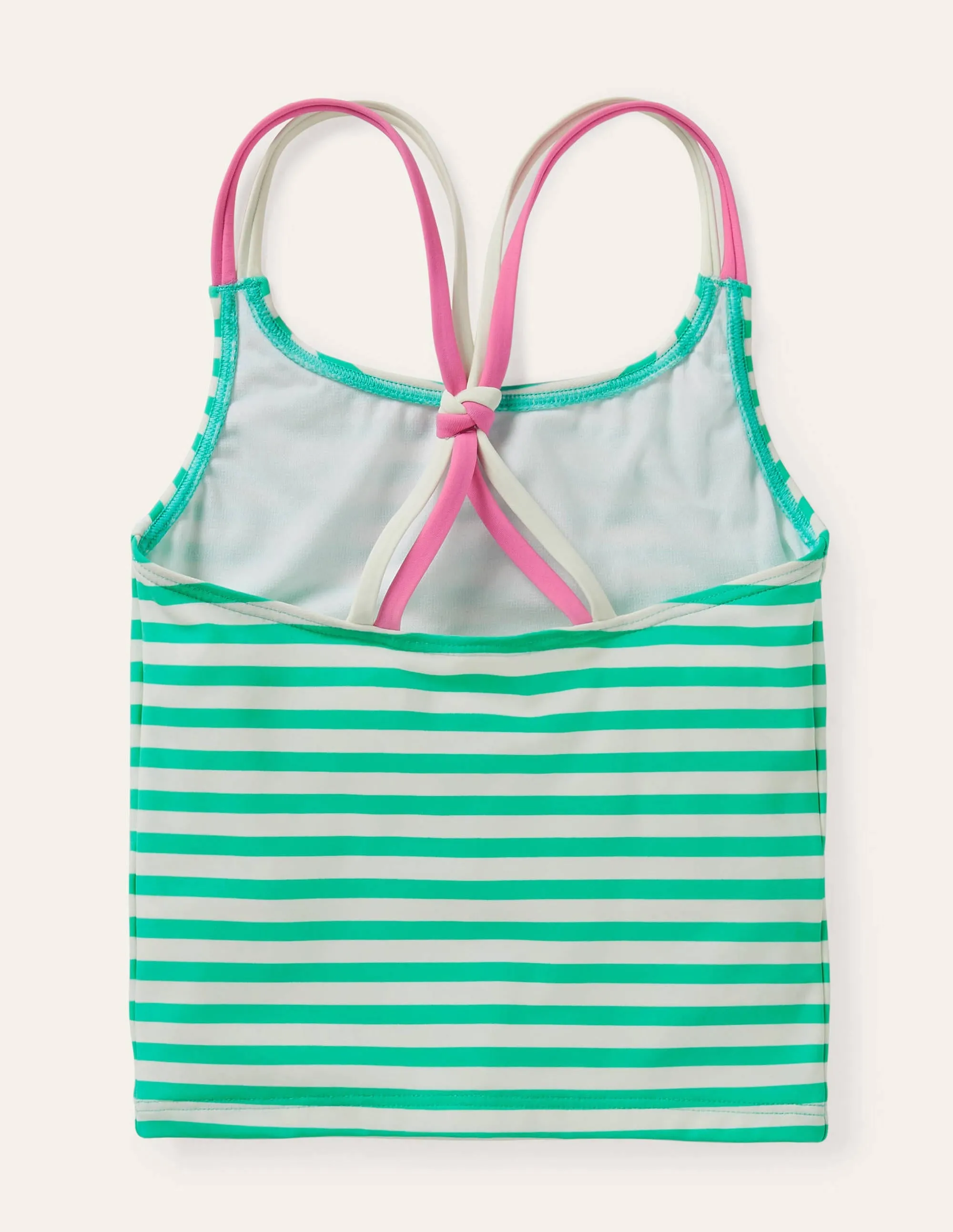 Patterned Tankini Top-Light Green/ Ivory
