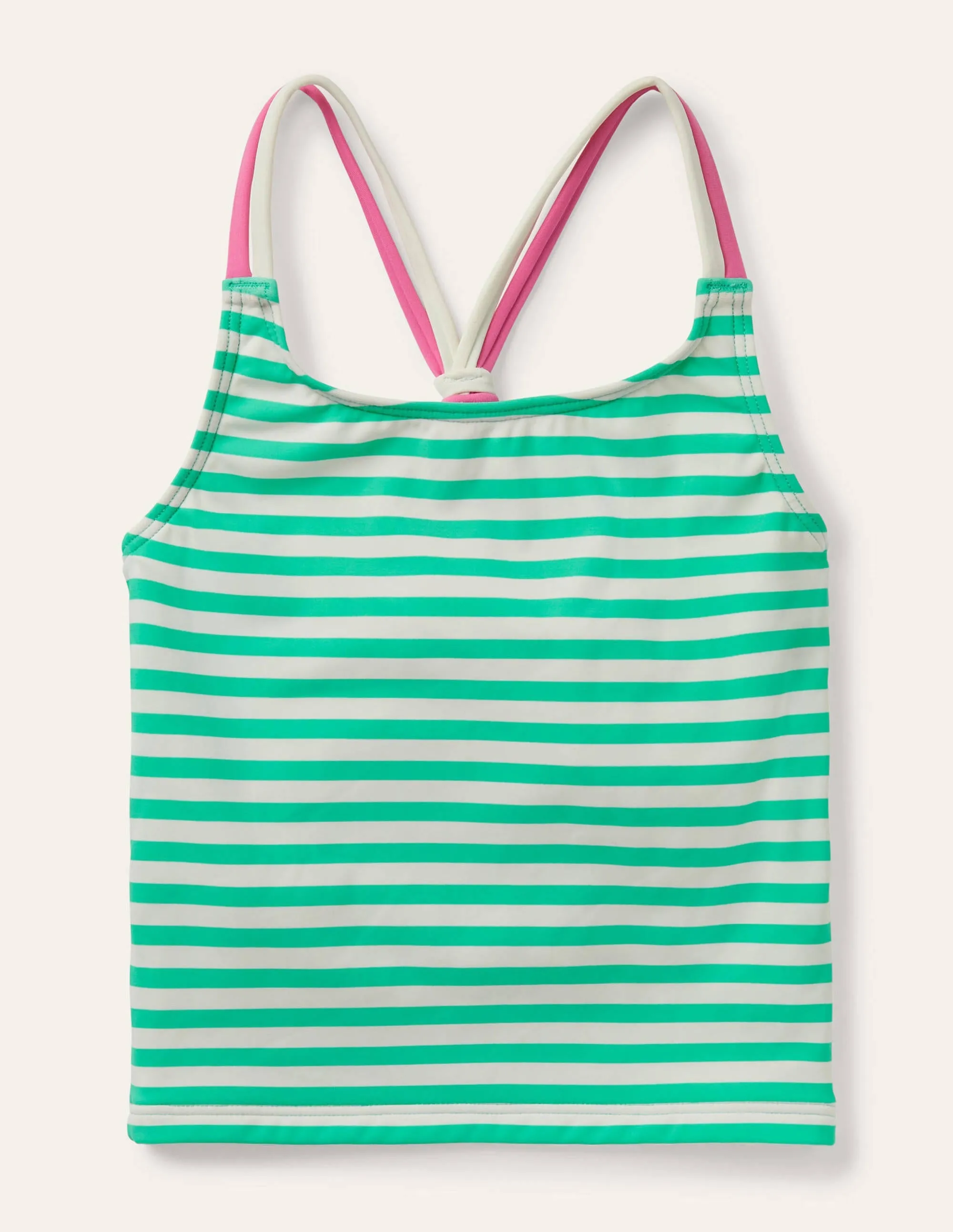 Patterned Tankini Top-Light Green/ Ivory