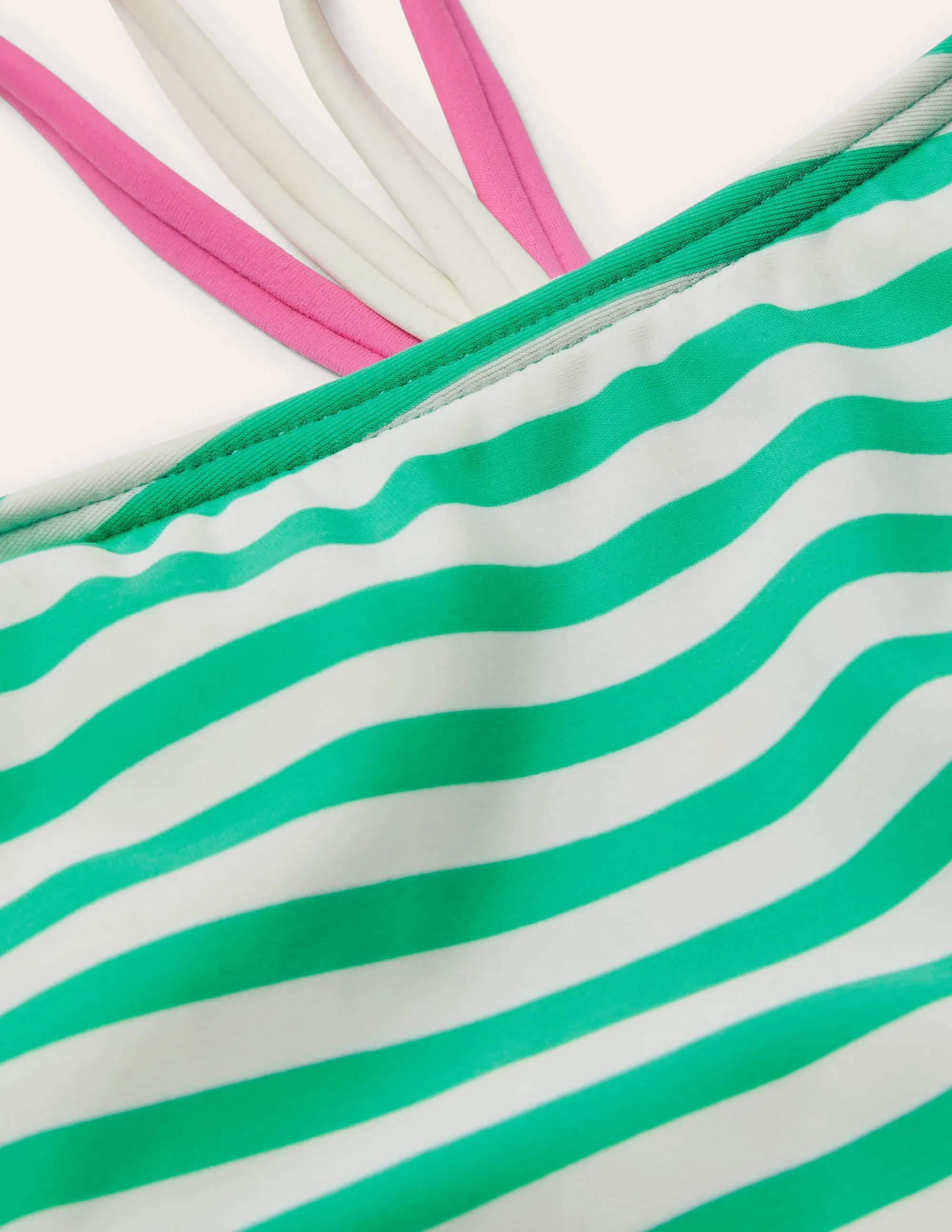 Patterned Tankini Top-Light Green/ Ivory