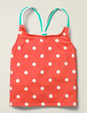 Patterned Tankini Top-Sunset Red/Ivory Spot
