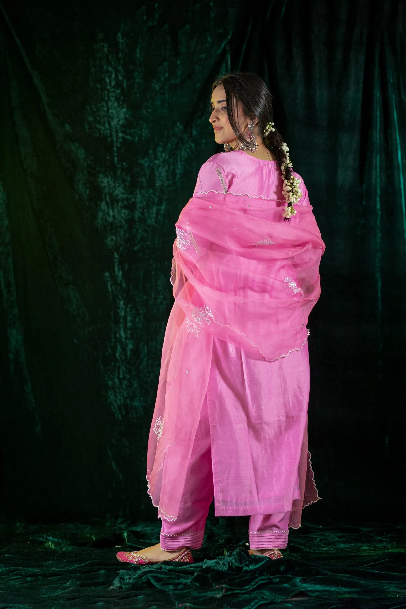 Pink Gota Lines Kurta Set