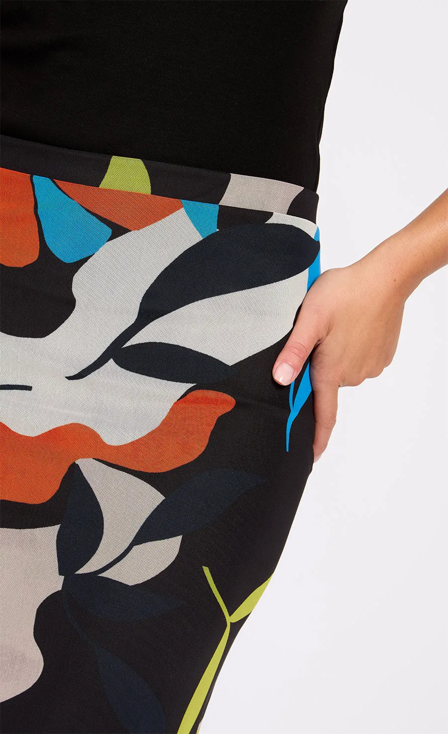 Printed Mesh Midi Skirt - Multcolour