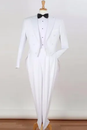 "Enchanting Prom and Wedding Attire: A Royal Diamond White Long Tail Tuxedo for Unforgettable Occasions"