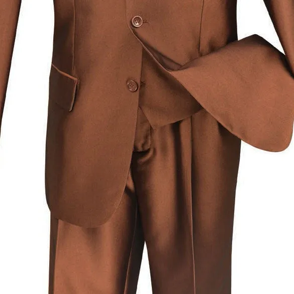 Regular Fit Dress Suit 3 Piece 3 Button Shiny Sharkskin Amber