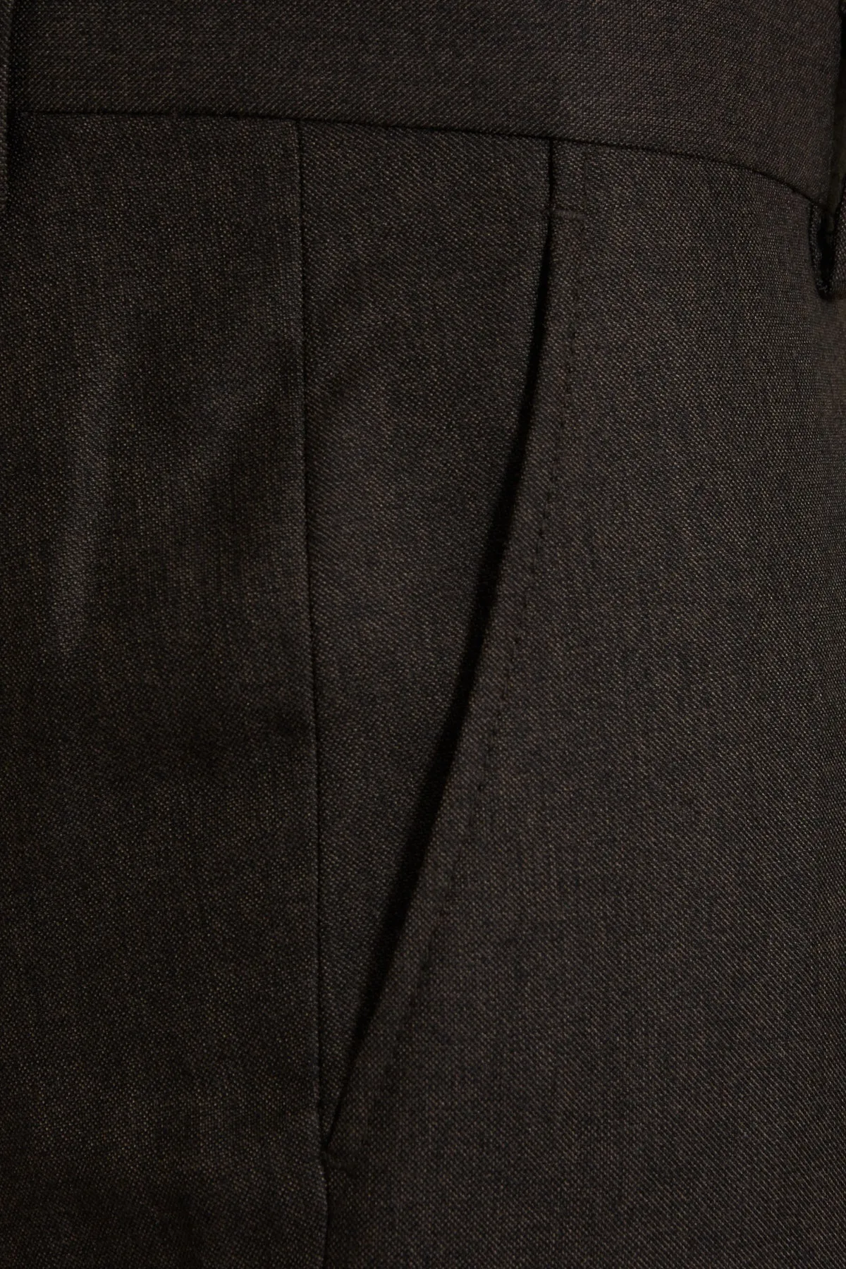 Regular Fit Side Pocket High Waist Unpleated Navy Dress Pants, Brown