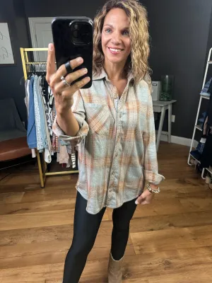Right Time, Right Place Plaid Button-Down Top - Caramel