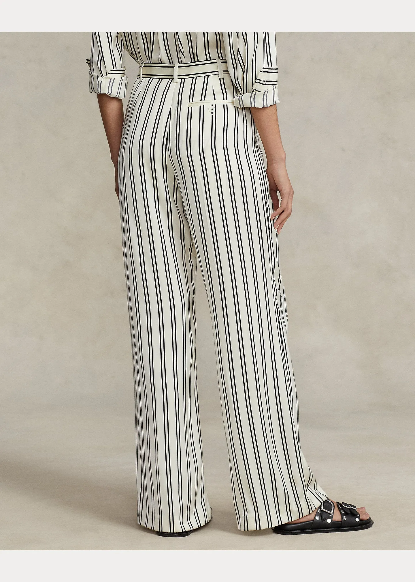 RL Striped Satin Wide-Leg Pant