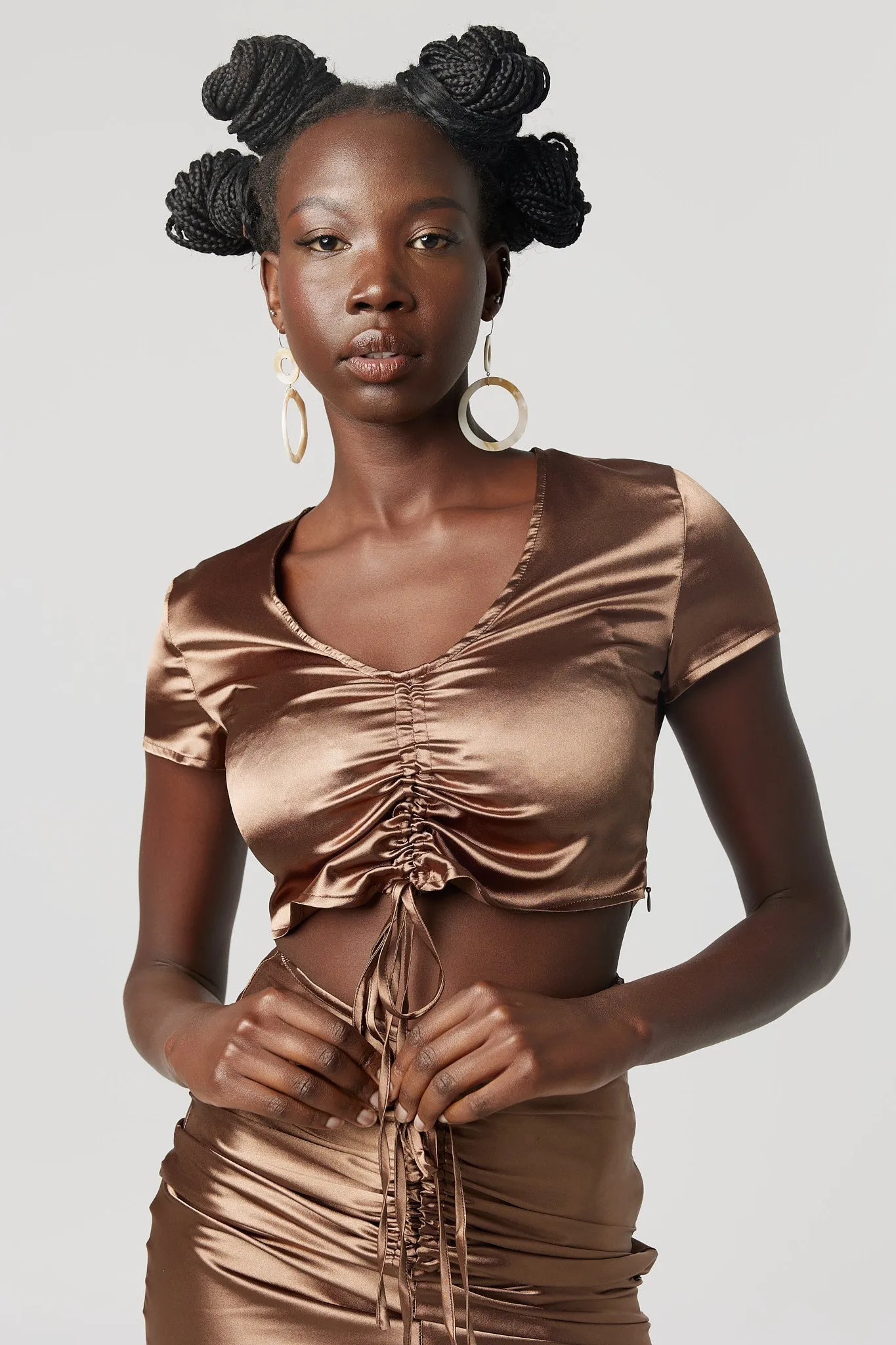 Shimmer Satin Skirt Chocolate
