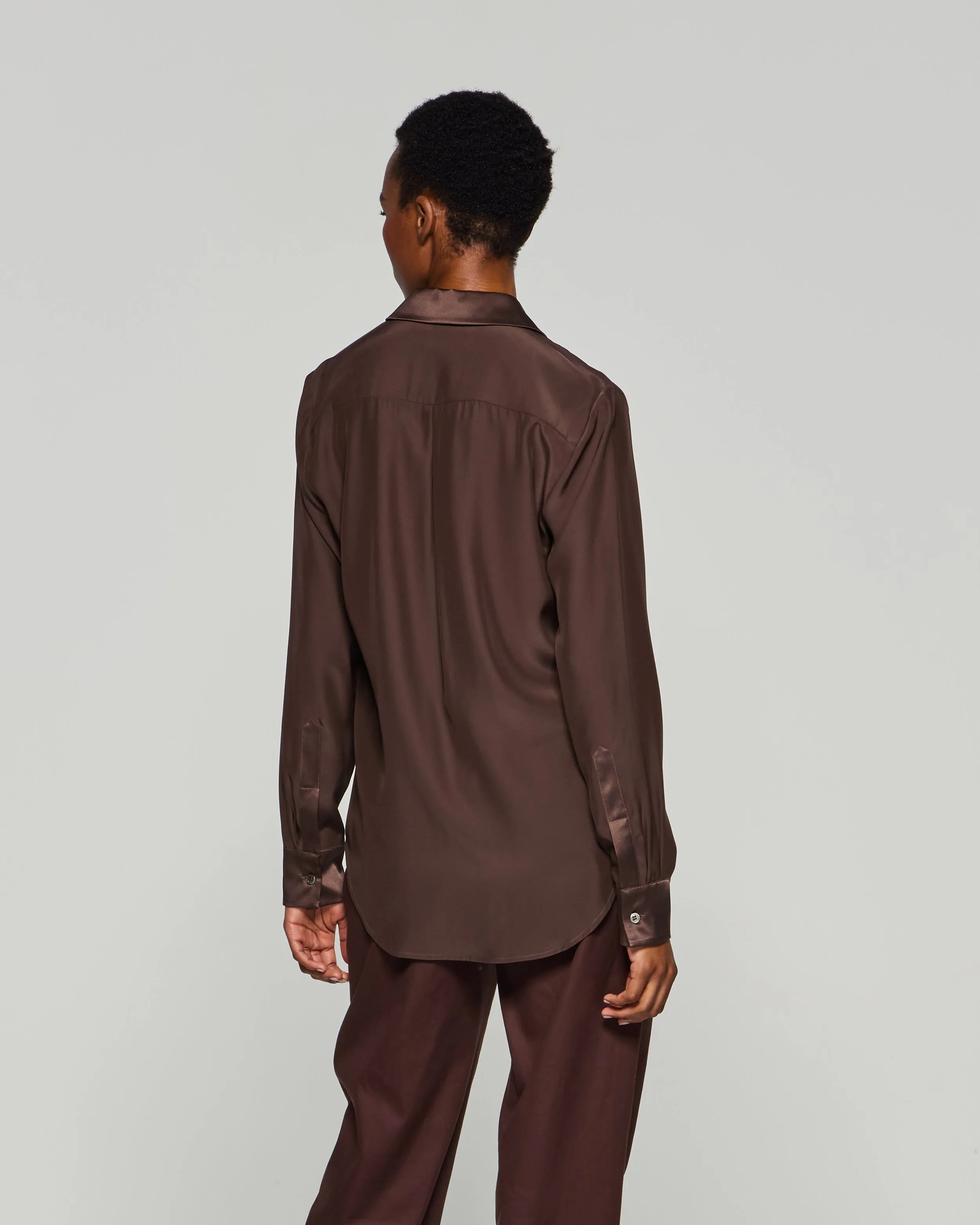 Silk Classic Shirt - Chocolate Brown