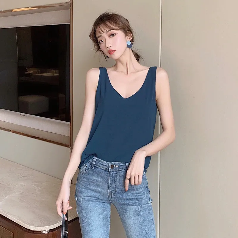 Simple Sleeveless Loose Cami Blouse