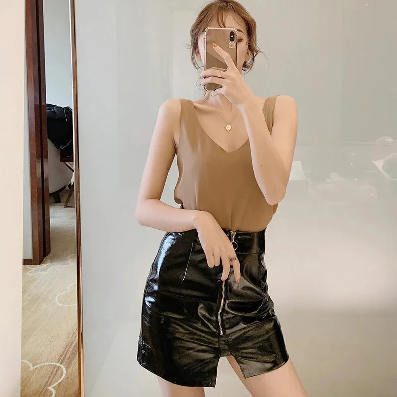 Simple Sleeveless Loose Cami Blouse