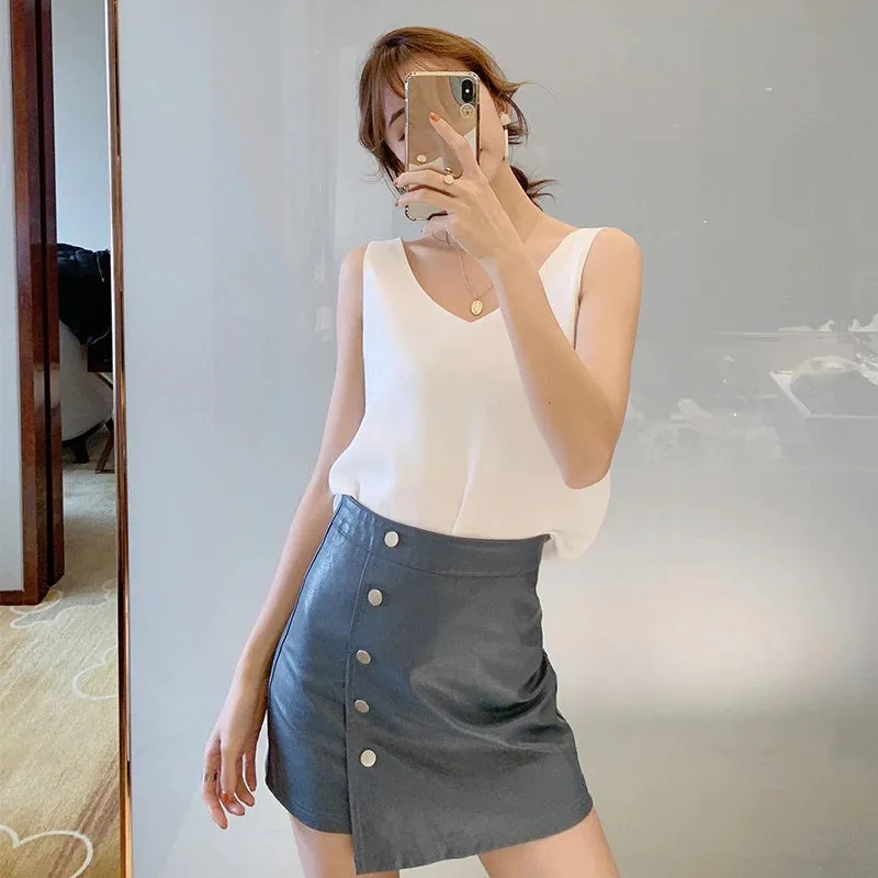 Simple Sleeveless Loose Cami Blouse
