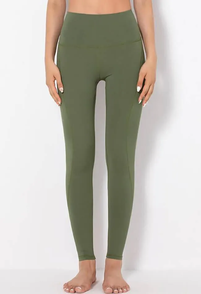 Solid Mid-Waist Pocket Legging - Simple