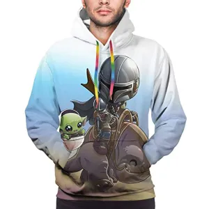 Star Wars Hoodies - Star Wars the Mandalorian Baby Yoda 3D Print Light Blue Hooded Jumper with Pocket