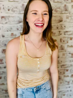 Striped Button Front  Tank