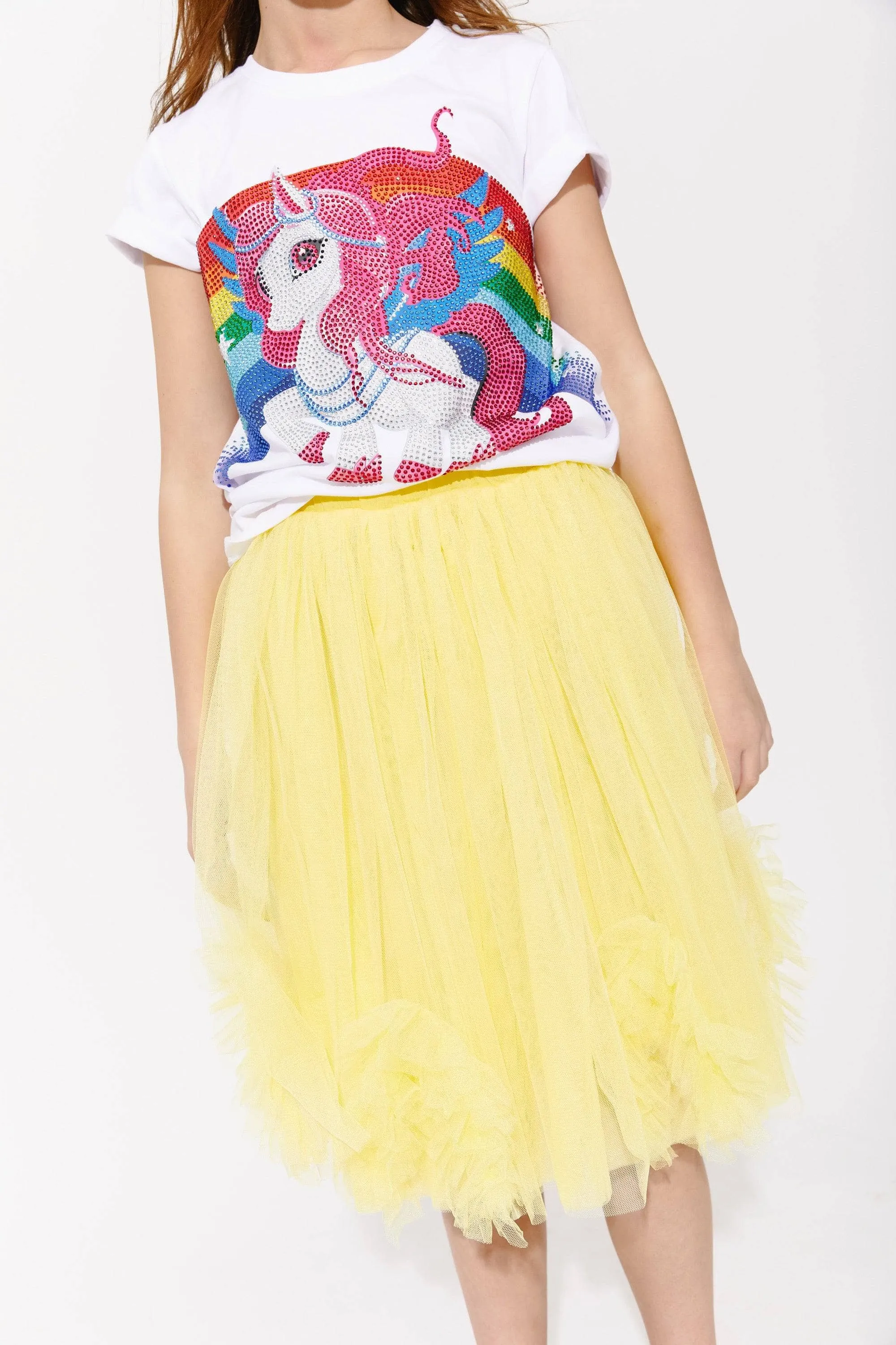 Sunny Tulle  Ruffle Midi Skirt