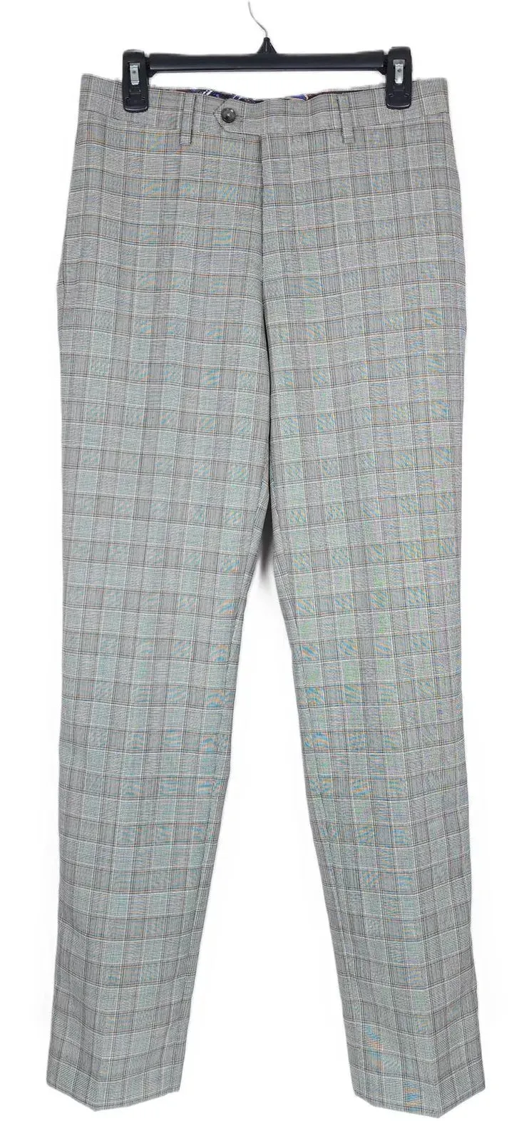 Tallia Mens Slim fit Dress Pants 42 / 32 Grey Plaid