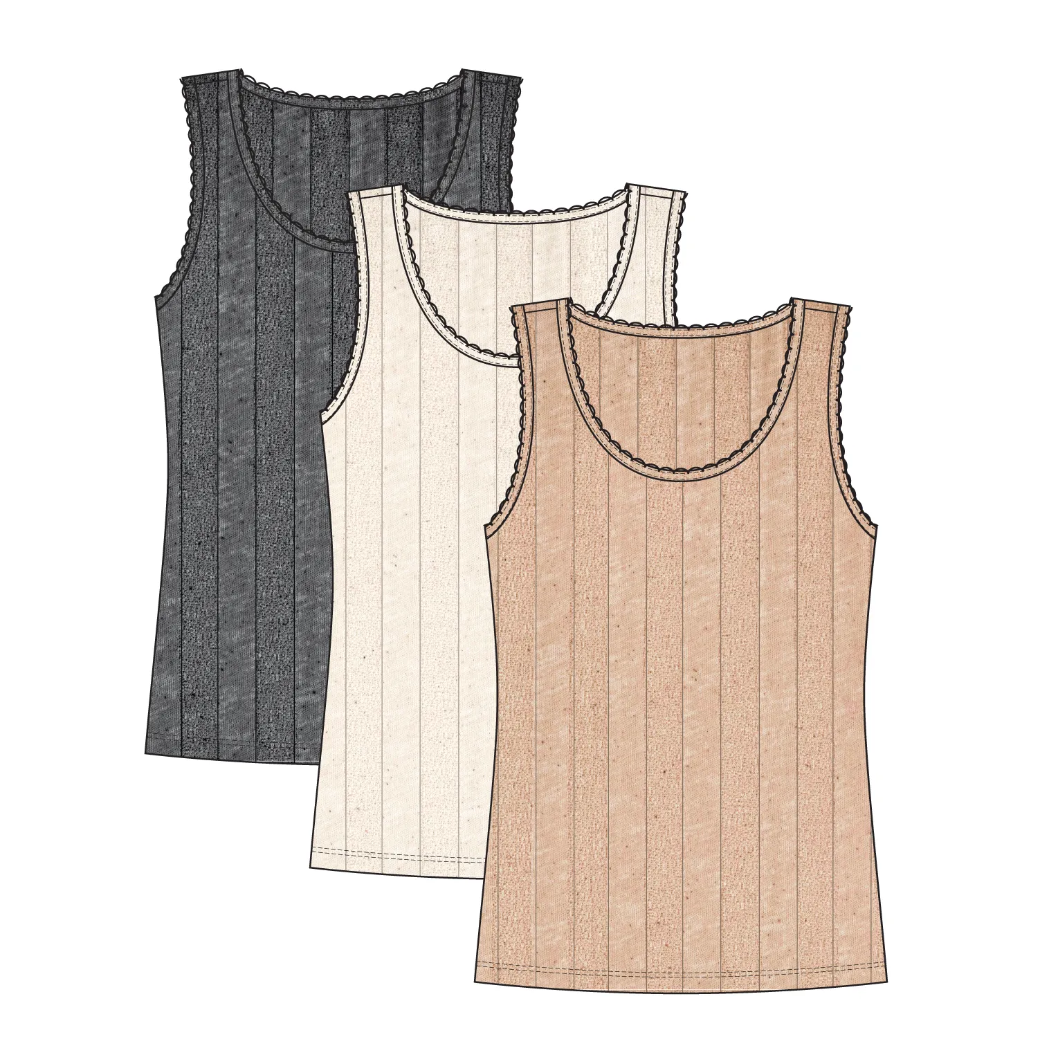 Tank Top w/ Picot Edge Trim - FrenchOak