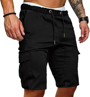 Thatrich Mens Casual Cargo Shorts Athletic Workout Lightweight Summer Shorts Twill Chino Loose Fit Joggers with Multi Pockets