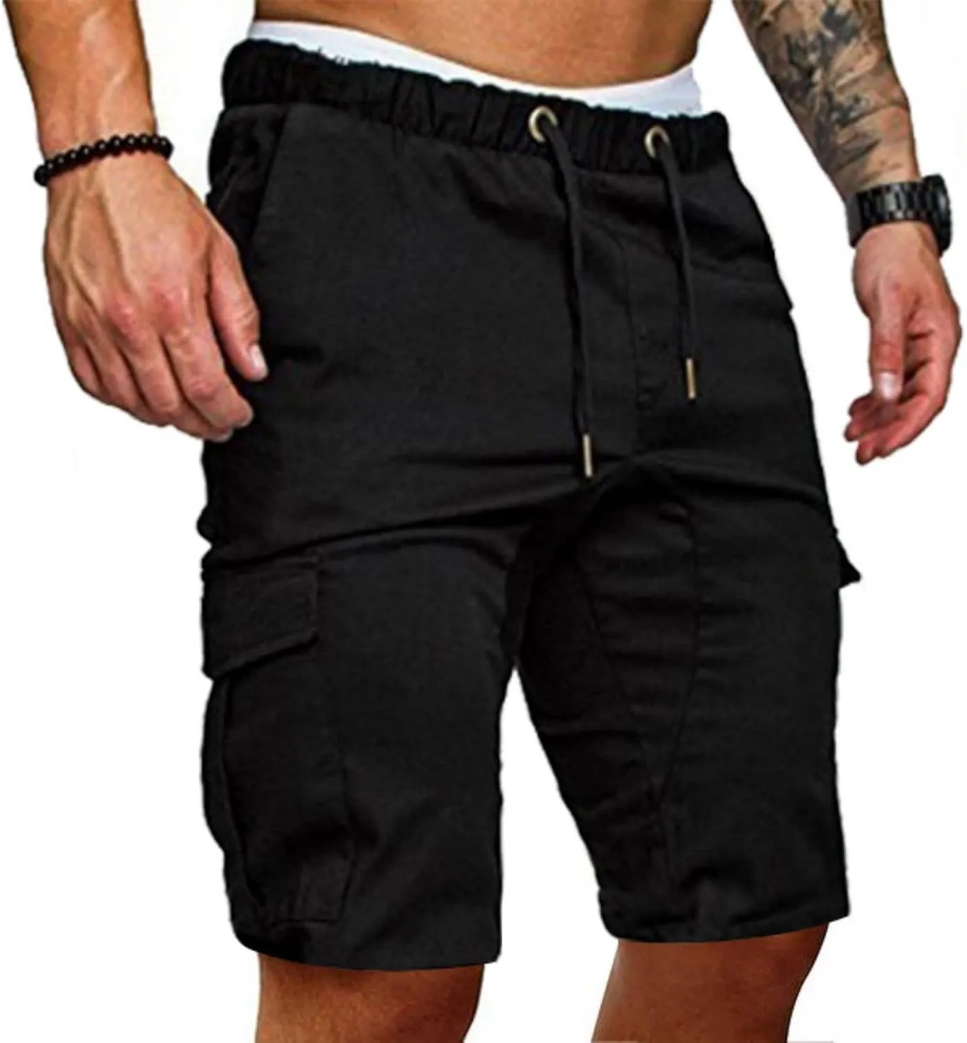 Thatrich Mens Casual Cargo Shorts Athletic Workout Lightweight Summer Shorts Twill Chino Loose Fit Joggers with Multi Pockets