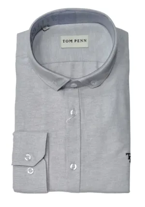 Tom Penn Long Sleeve Oxford Casual Shirt 330 - Silver