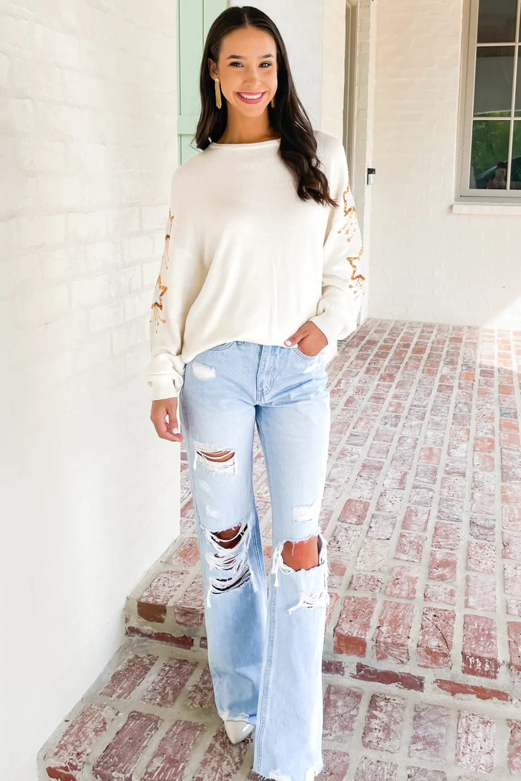 Vibrant Stars Sequin Sweater