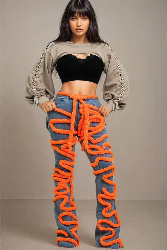 Vibrant Twist Denim Statement Jeans