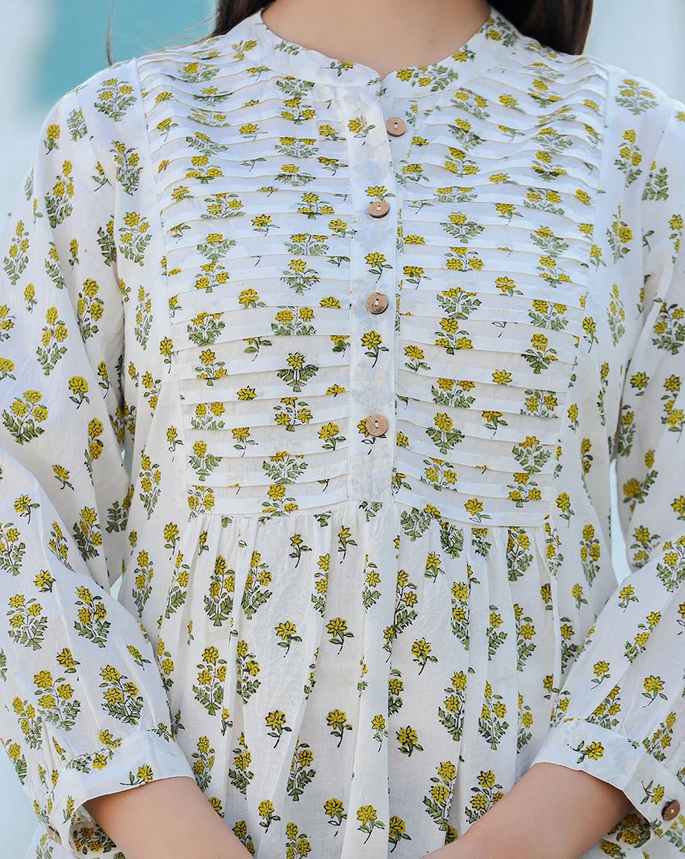 Vibrant Yellow Handblock Top