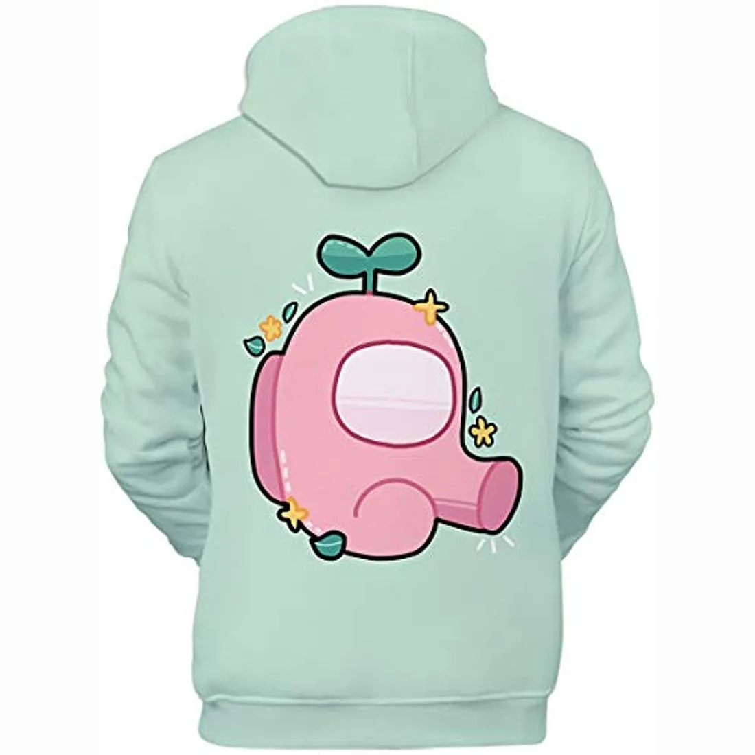 Video Game Among Us Hoodie - 3D Print Light Green Drawstring Pullover Hoodie
