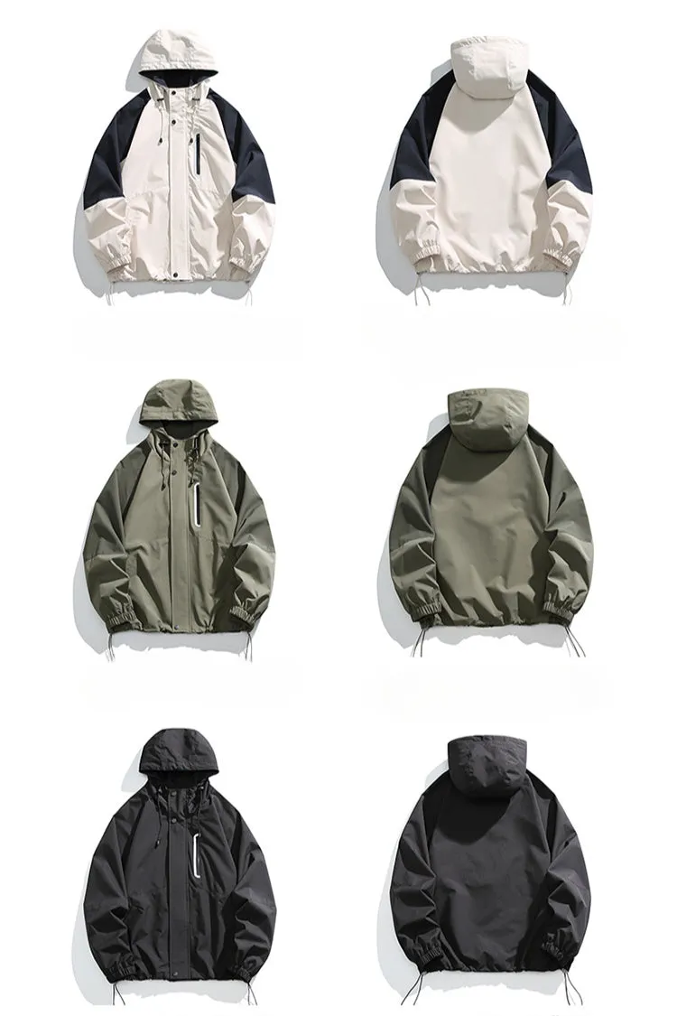 Waterproof Color-Block Hooded Weatherproof Jacket