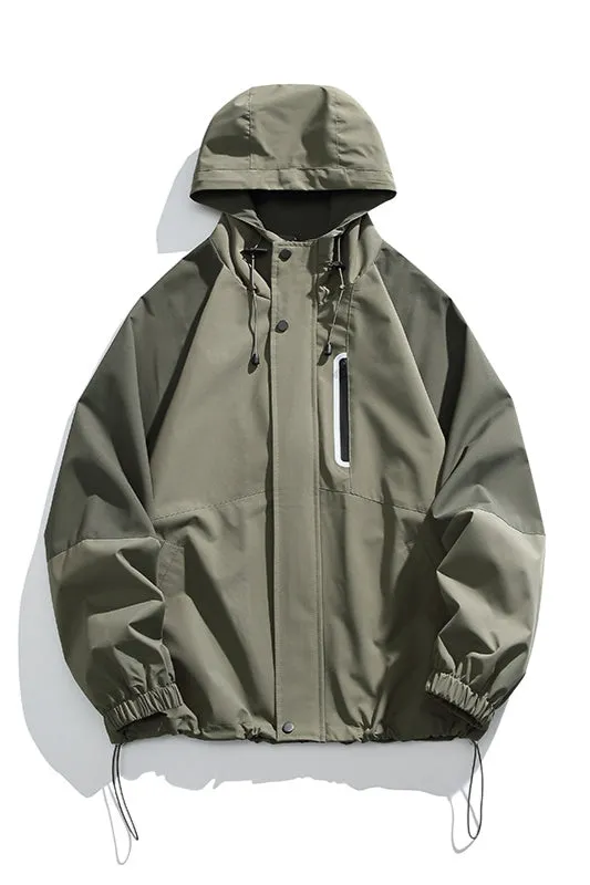 Waterproof Color-Block Hooded Weatherproof Jacket