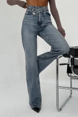 Wide-Leg Cross-Belt High-Waisted Jean