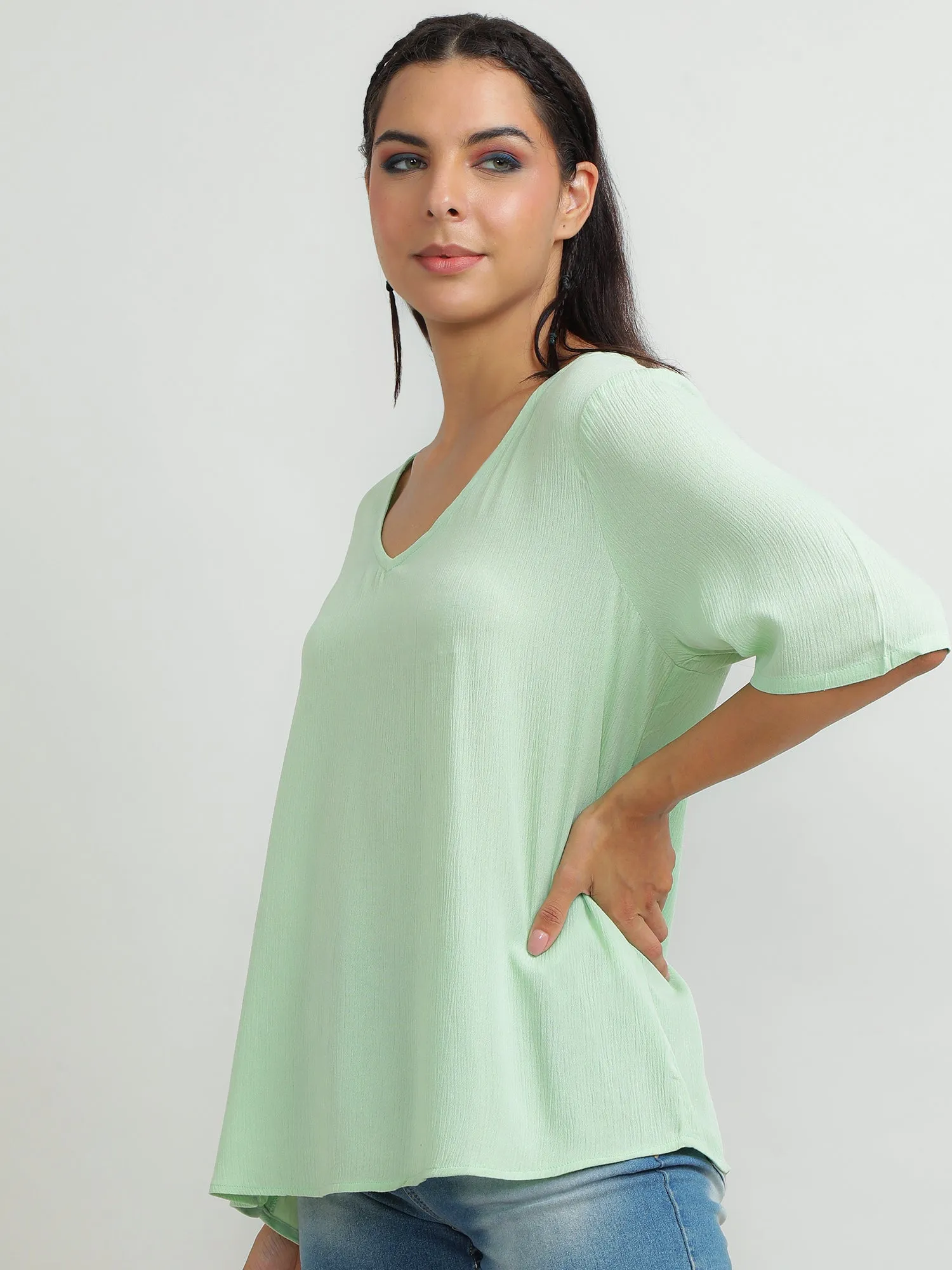 Women Viscose Green Vibrant Top