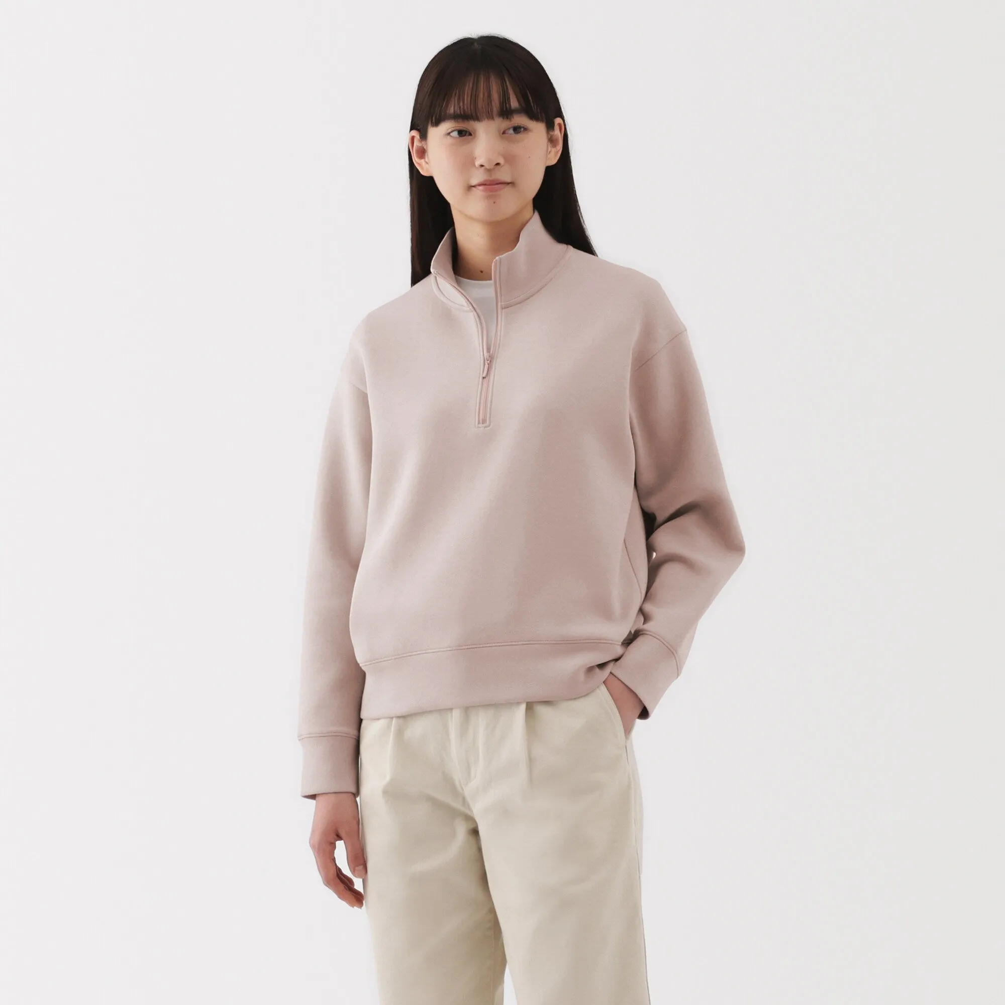 Women's Double Knitted Half Zip Sweatshirt