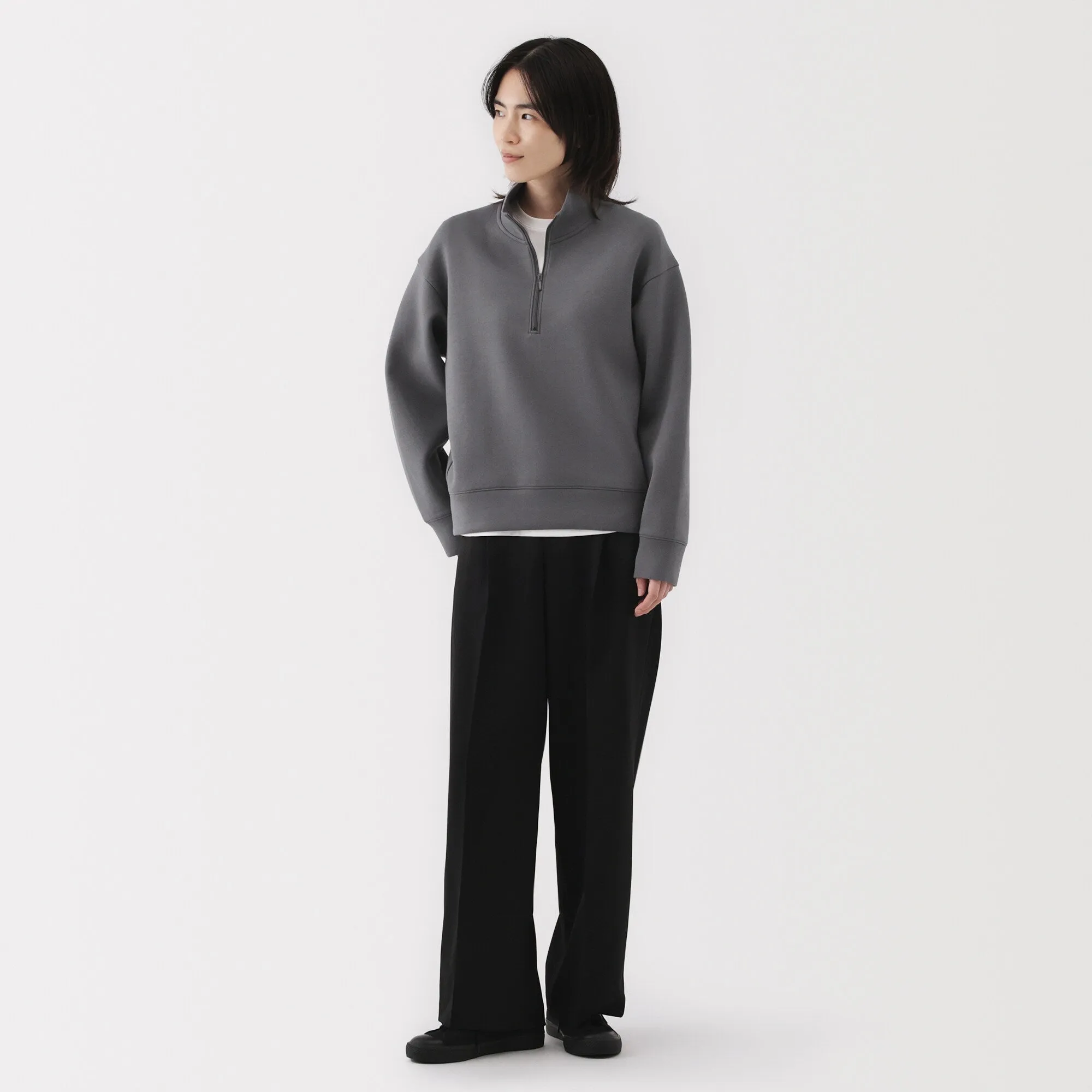 Women's Double Knitted Half Zip Sweatshirt